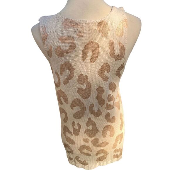 Amoli gold and cream animal print pointelle knit tank top size M/L - Picture 4 of 12